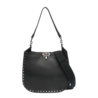 Rockstud Leather Hobo Bag