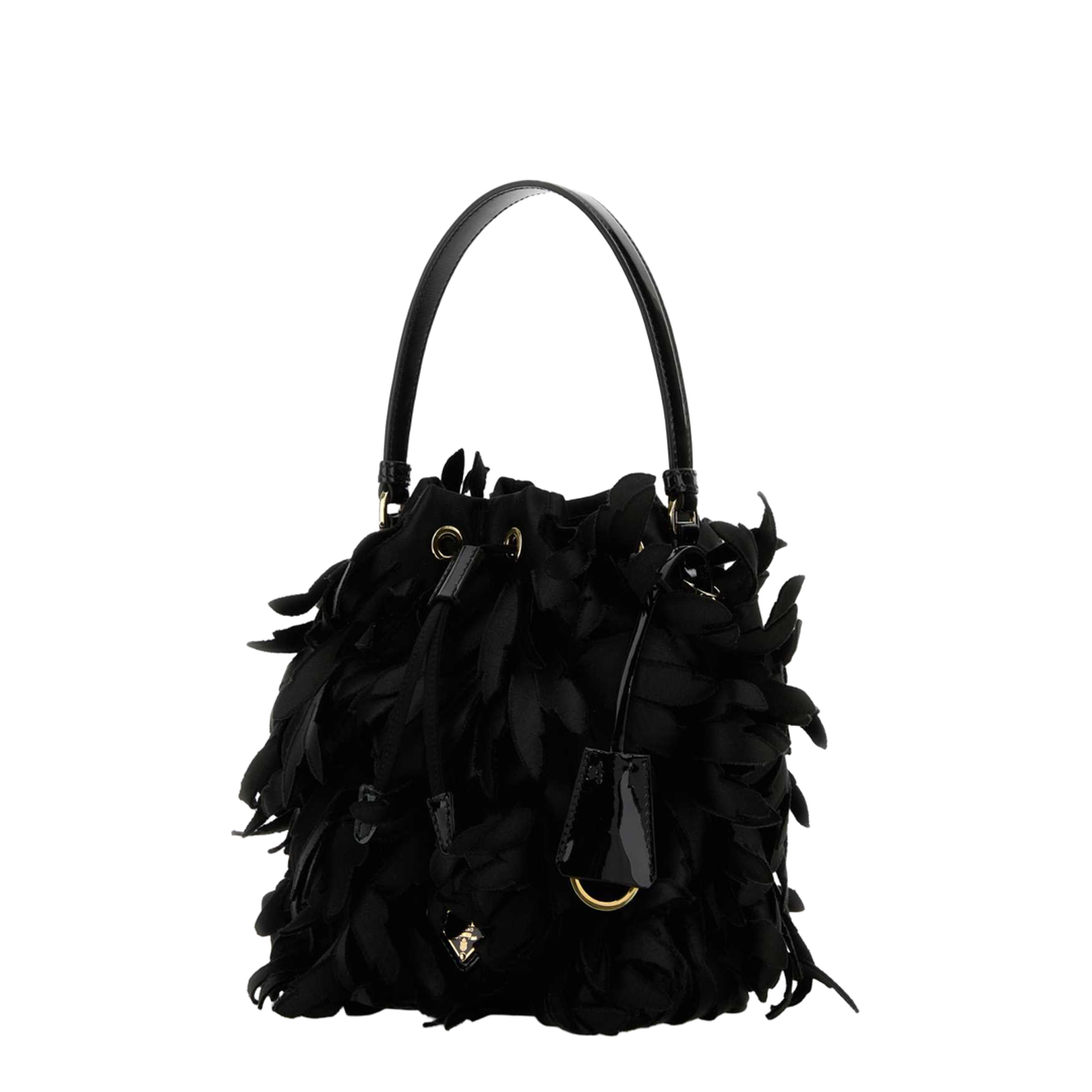 Embellished Satin Mini Bucket Bag