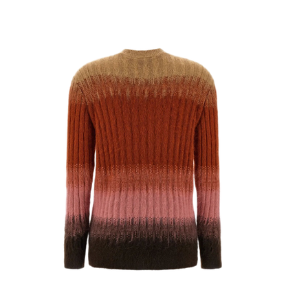 Ribbed Logo Embroidered Knit Sweater