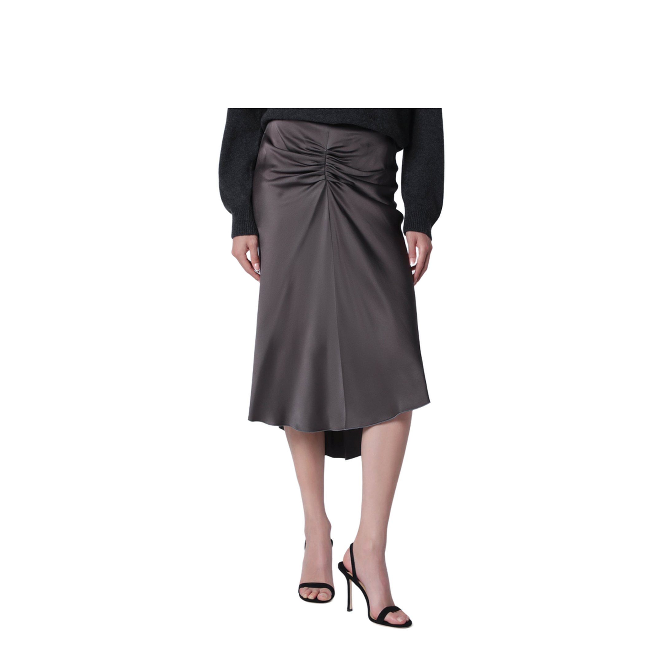 MAYFEYR - Victoria Beckham - Bela Midi Skirt In Crêpe Satin Gold - 1126WSK006985ASIOR