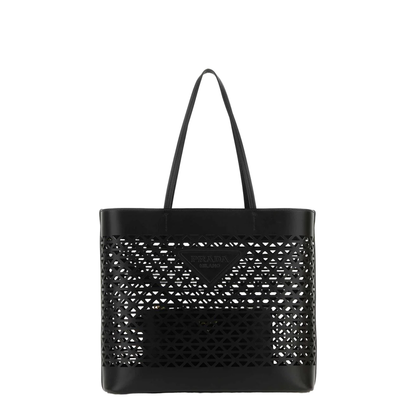 Elegant Black Leather Shopping Bag