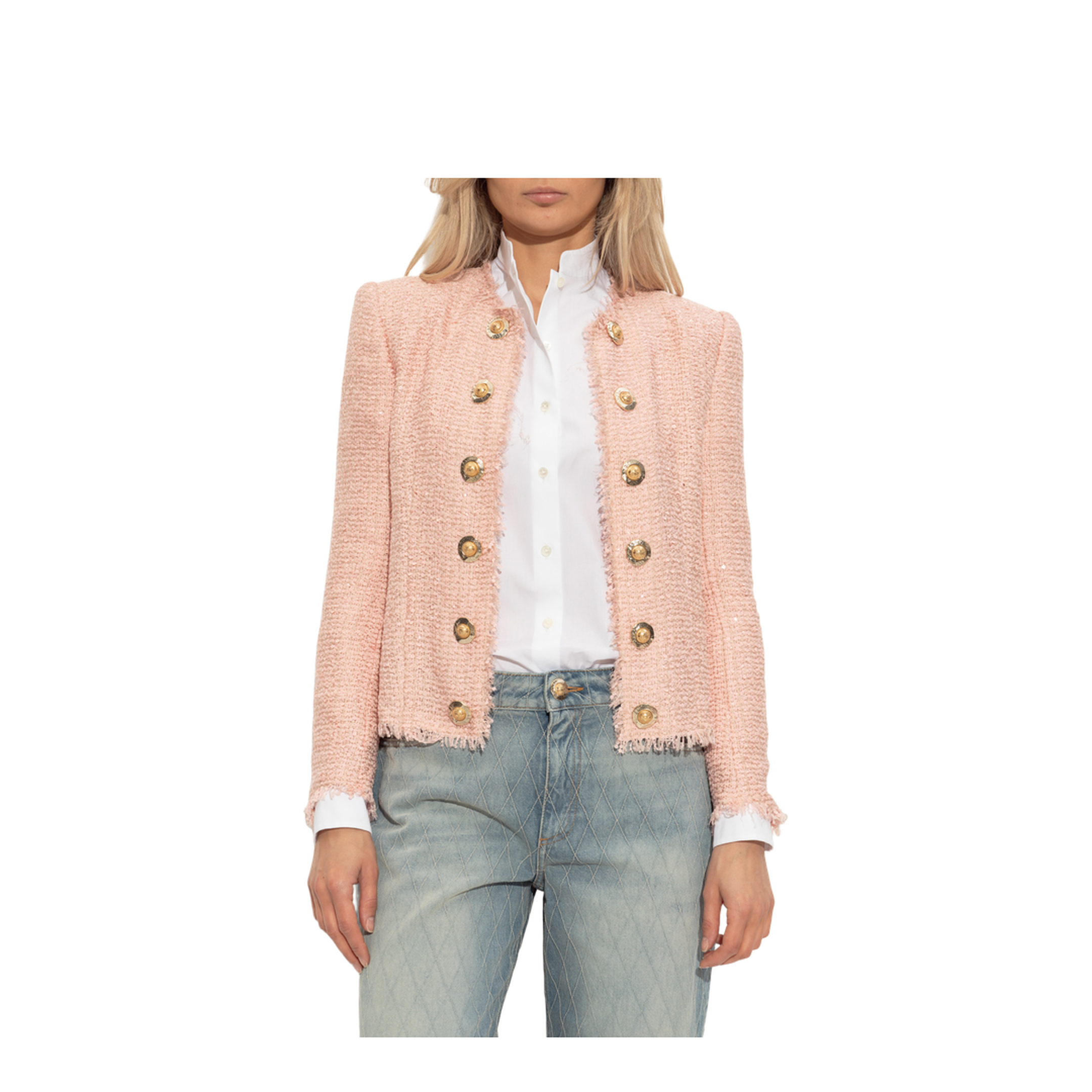 Sequin Tweed Jacket Pink
