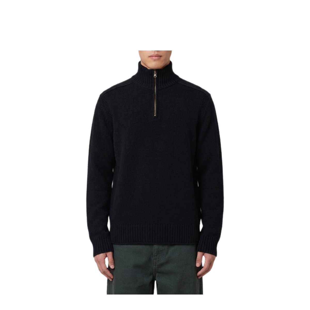 MAYFEYR - Guest In Residence - Black Half Zip Turtleneck - M25210RMBLK