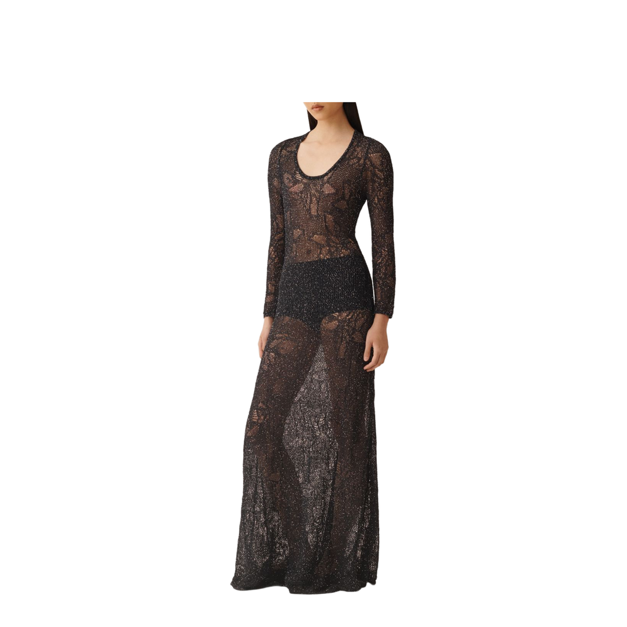 MAYFEYR - Fabiana Filippi - Lace Dress Maxi Length Scoop Neckline In Blue - ABD276F606D8645146