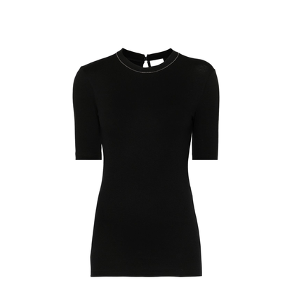 Stretch Cotton Ribbed Jersey T-Shirt