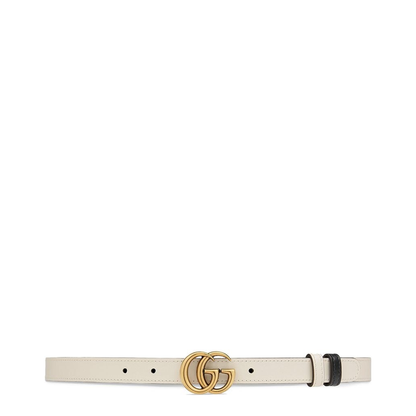 Reversible Thin Belt in White Leather