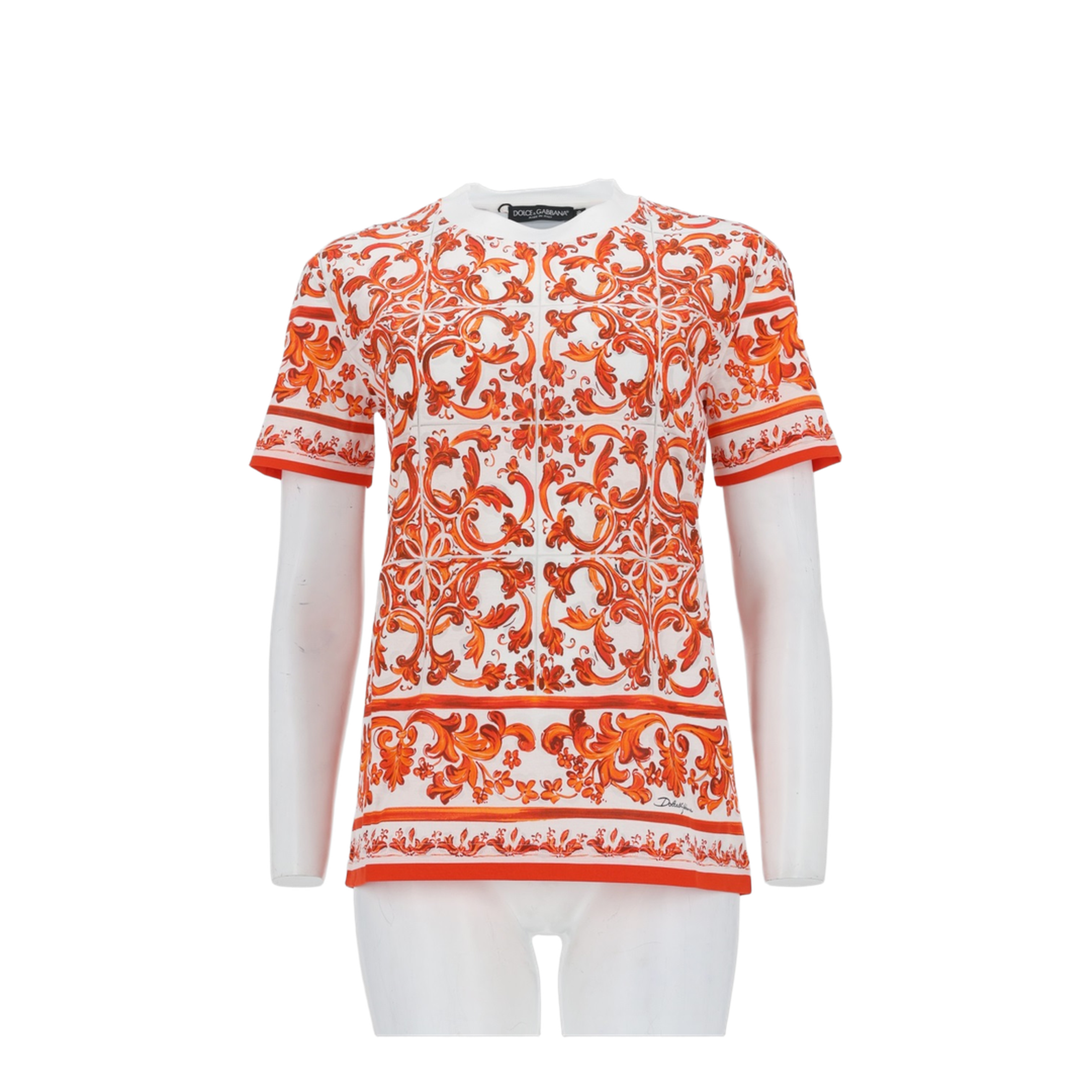 MAYFEYR - Dolce & Gabbana - T-Shirt In Jersey Stampa Maiolica - F8V42TGDDT6S9000