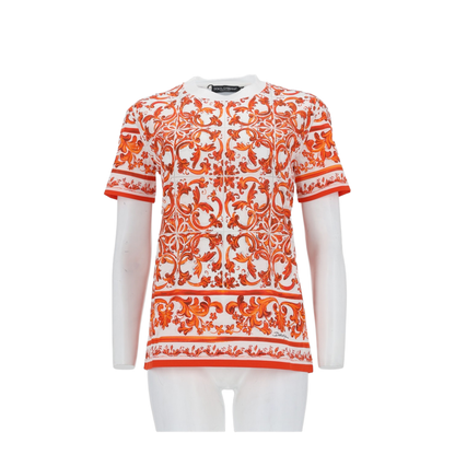 MAYFEYR - Dolce & Gabbana - T-Shirt In Jersey Stampa Maiolica - F8V42TGDDT6S9000