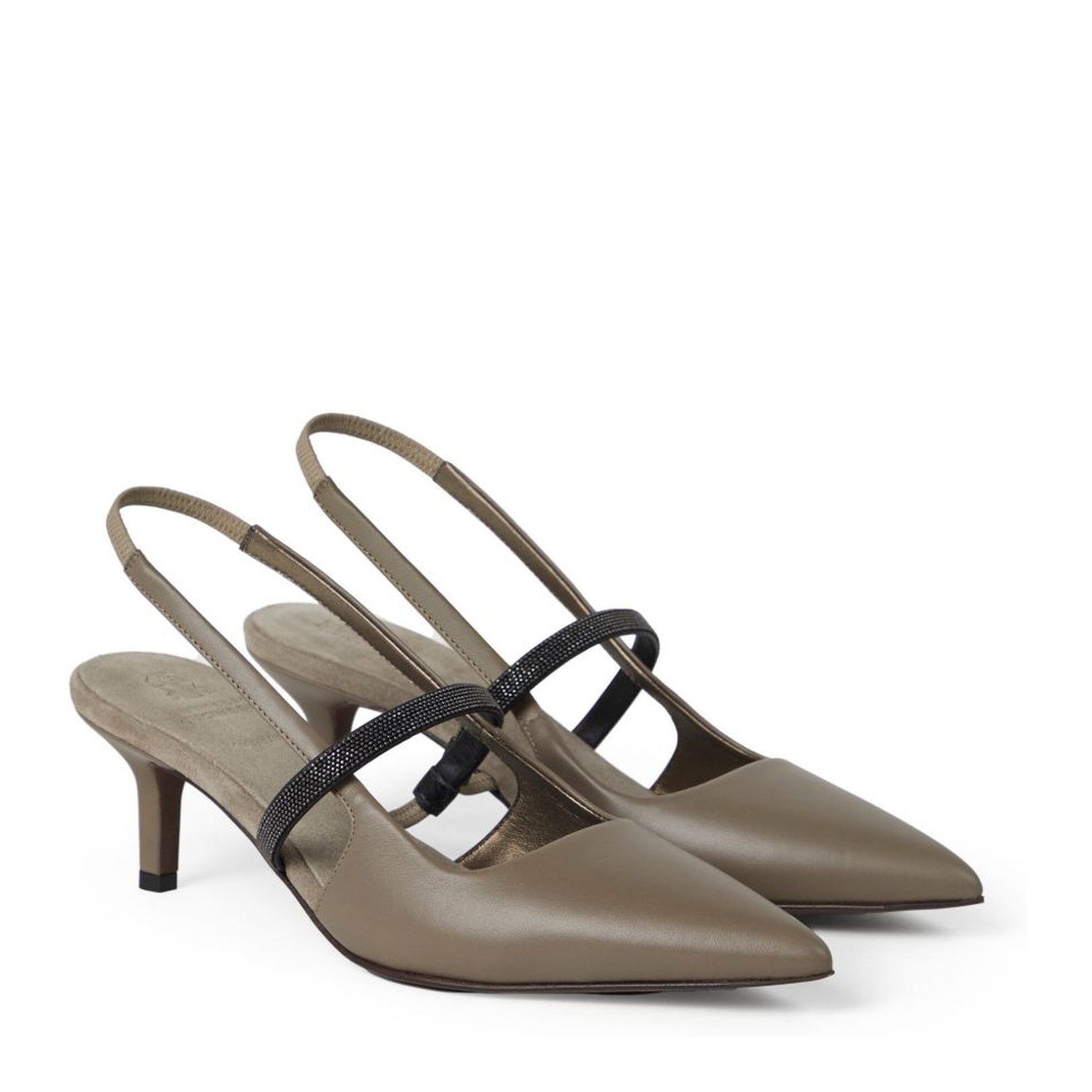 Nappa Leather City Heels with Shiny Strap