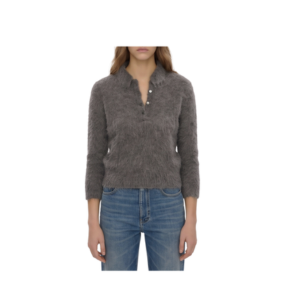 MAYFEYR - Chloè - Smoky Grey Polo-Style Pullover - CH26AMP16720013