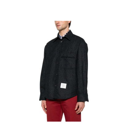 MAYFEYR - Thom Browne - Oversized Pc Shirt With Double Needle In Solid Donegal Tweed - MWL420A05385415