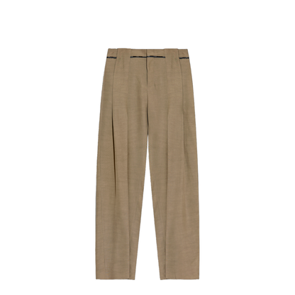 Pleated Cupro Trousers Brown