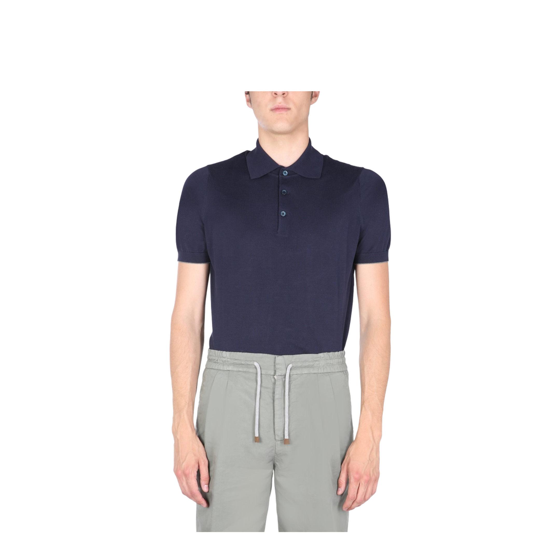 Fine Knit Short-Sleeved Polo Shirt