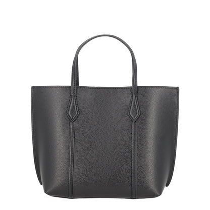 Perry Small Grained Leather Tote - Black