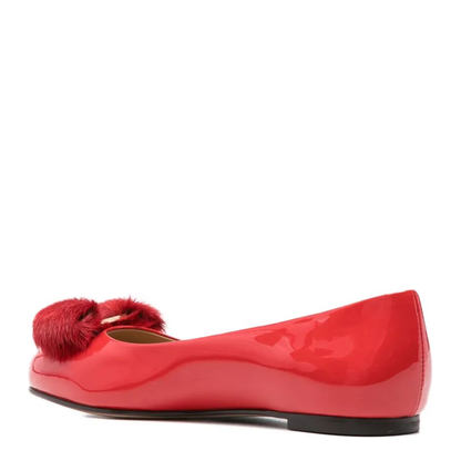 MAYFEYR - Ferragamo - Varina Fur Patent Leather Ballet Flats - 01K9110788079