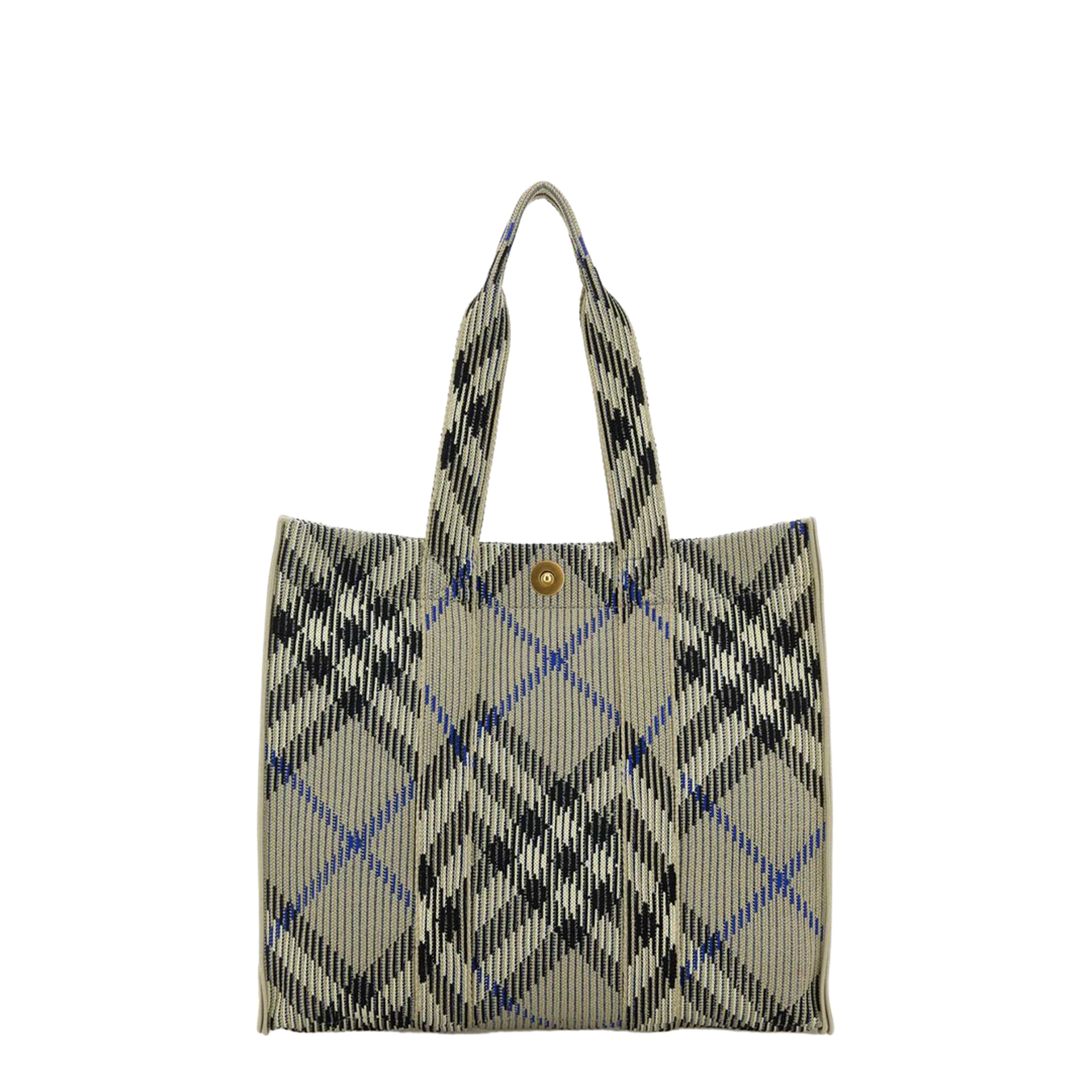 Embroidered Canvas Medium Check Shopping Bag
