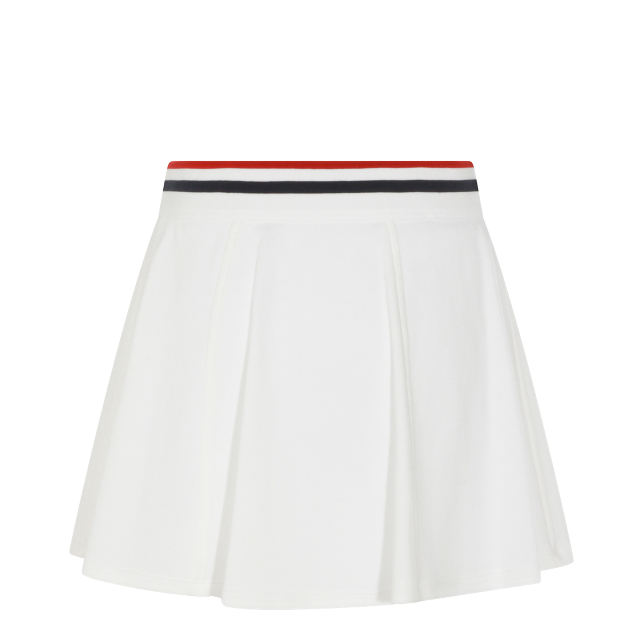 Striped-Trim A-Line Mini Skirt White
