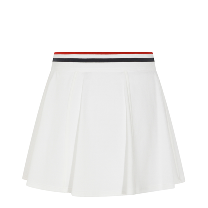 Striped-Trim A-Line Mini Skirt White