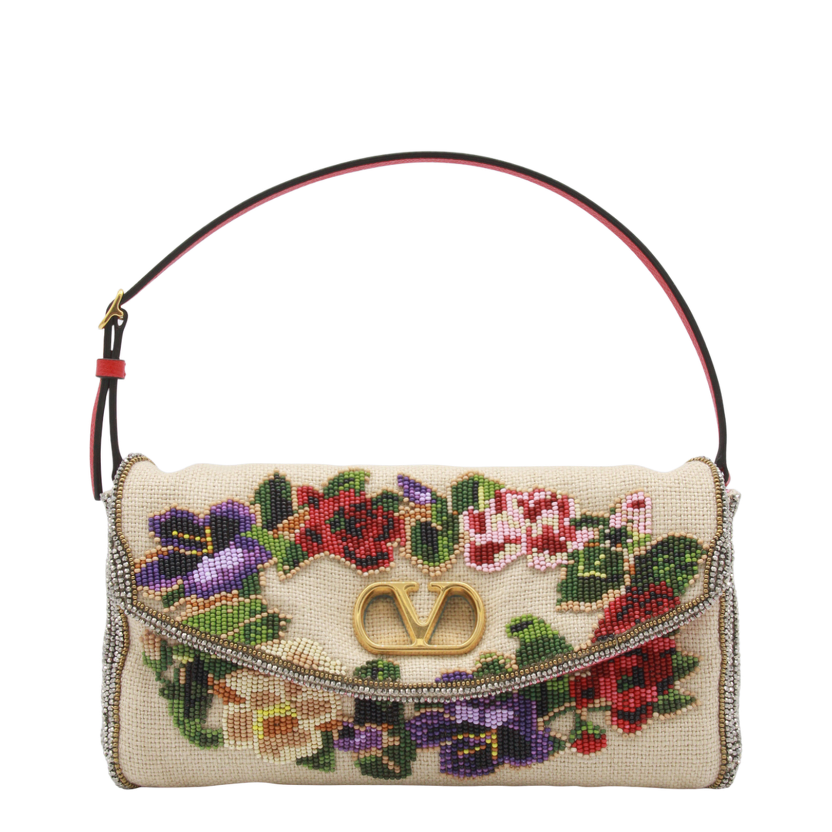 Soft Beads Embroidered Linen Shoulder Bag