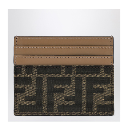 Baguette Card Case in Brown FF Jacquard Fabric