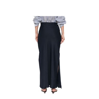 Line Blend Long Skirt Blue