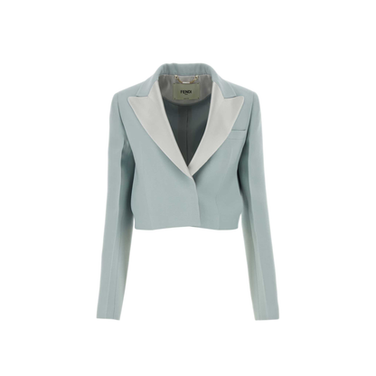 MAYFEYR - Fendi - Powder Blue Wool Blend Blazer - FJ7491AC4GF08S8