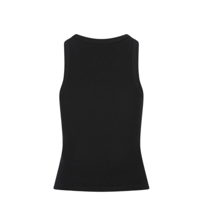 Black Slim-Cut Tank Top with Logo