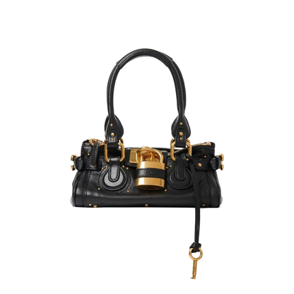 Paddington Small Buffalo Leather Shoulder Bag - Black