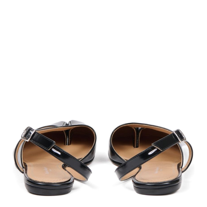 Black Brushed Leather Tabi Slingback Sandals