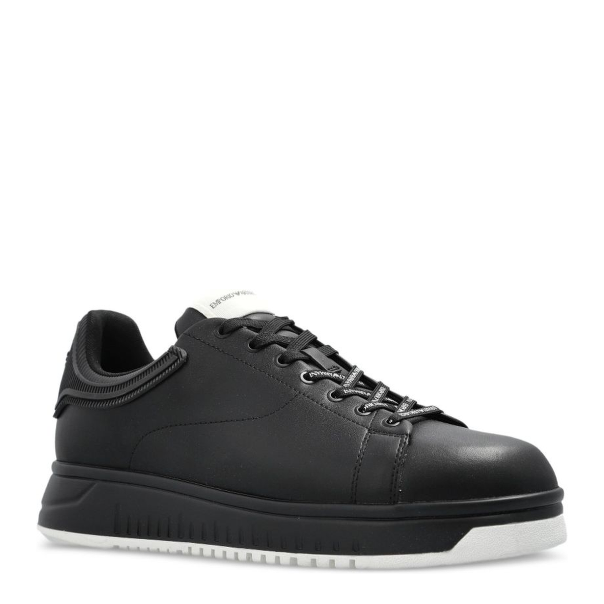 MAYFEYR - Emporio Armani - Black Leather Lace Up Sneakers - EM003663AF18212MC105