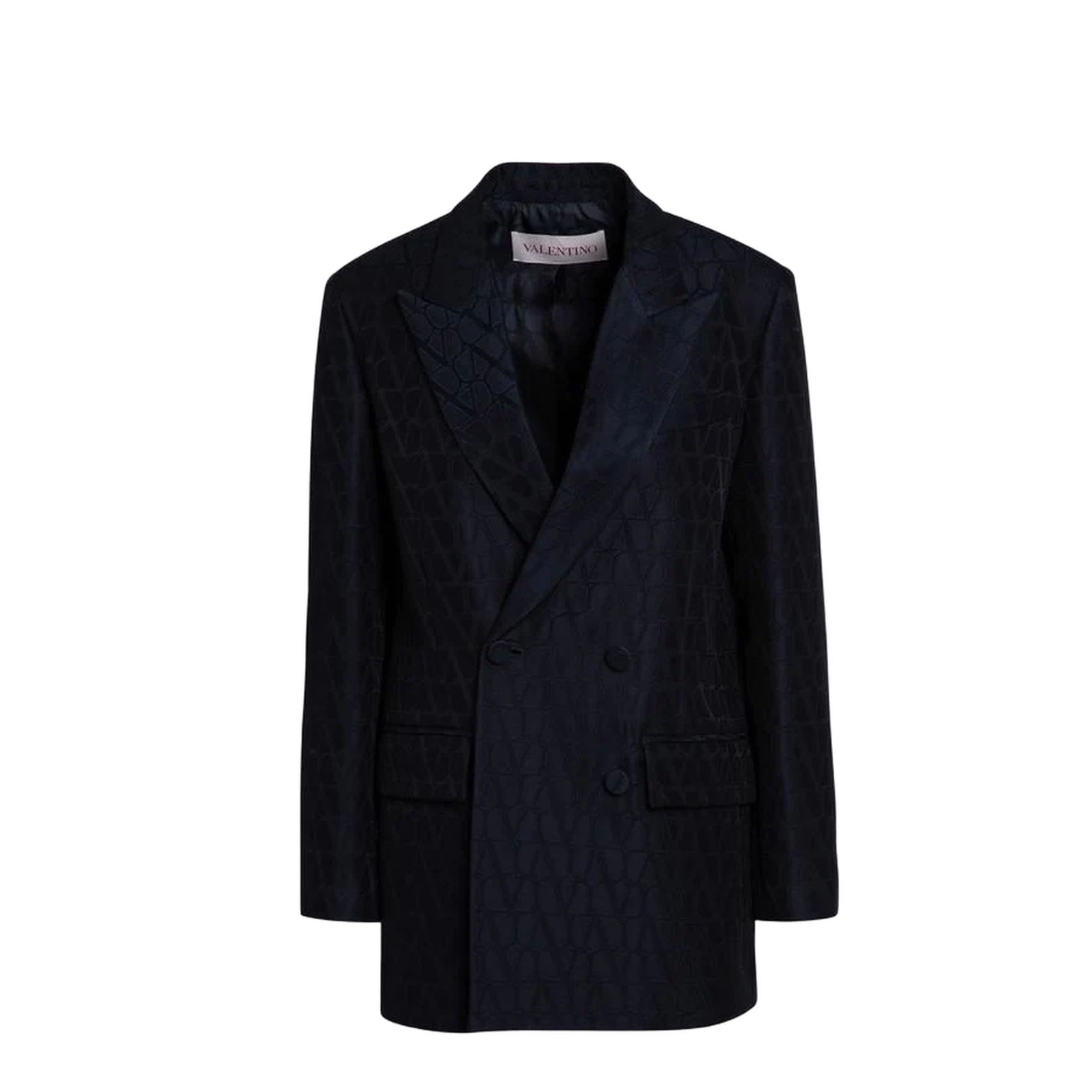 Garavani Navy Double-Breasted Jacket Toile Iconographe
