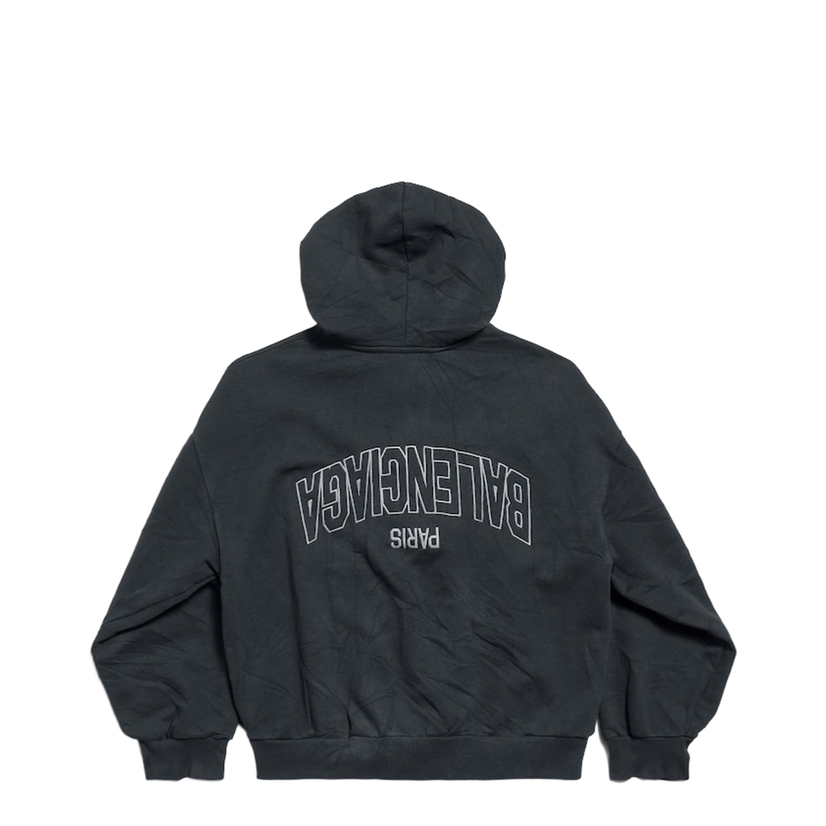 Flipped Uni Zip-Up Hoodie Regular Fit in Black Faded