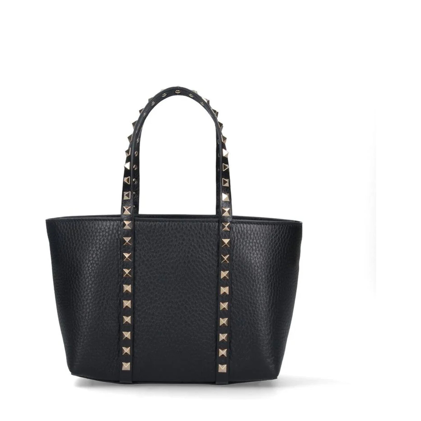 Black Leather Small Rockstud Shopping Bag