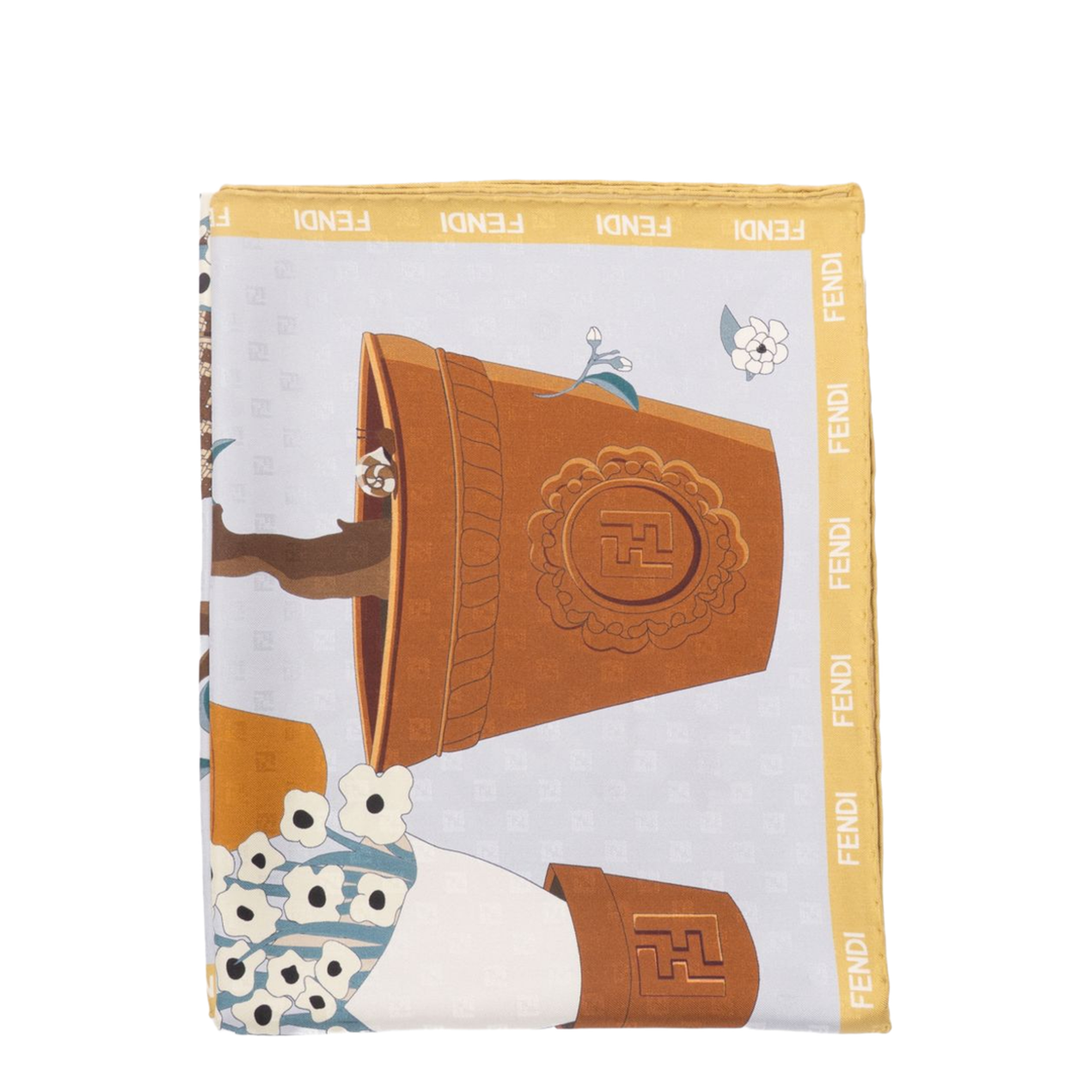 Gardening Light Blue Multicoloured Silk Foulard