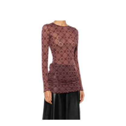 MAYFEYR - Marine Serre - Moonogram Mesh Flock Ls Mini Crewneck Dress - WDR267ACJER0005PU70