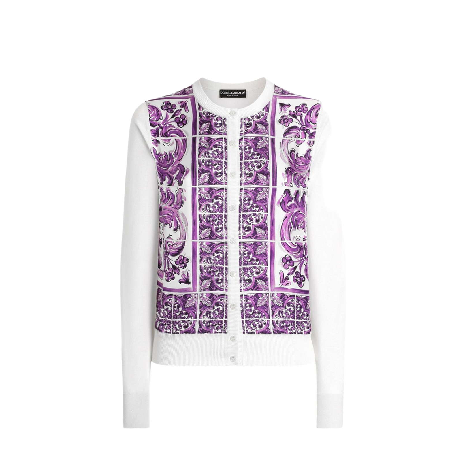 Majolica-print silk cardigan