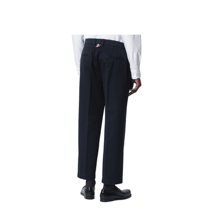 MAYFEYR - Thom Browne - Navy Blue Cotton Trousers - MTU335WF0576415