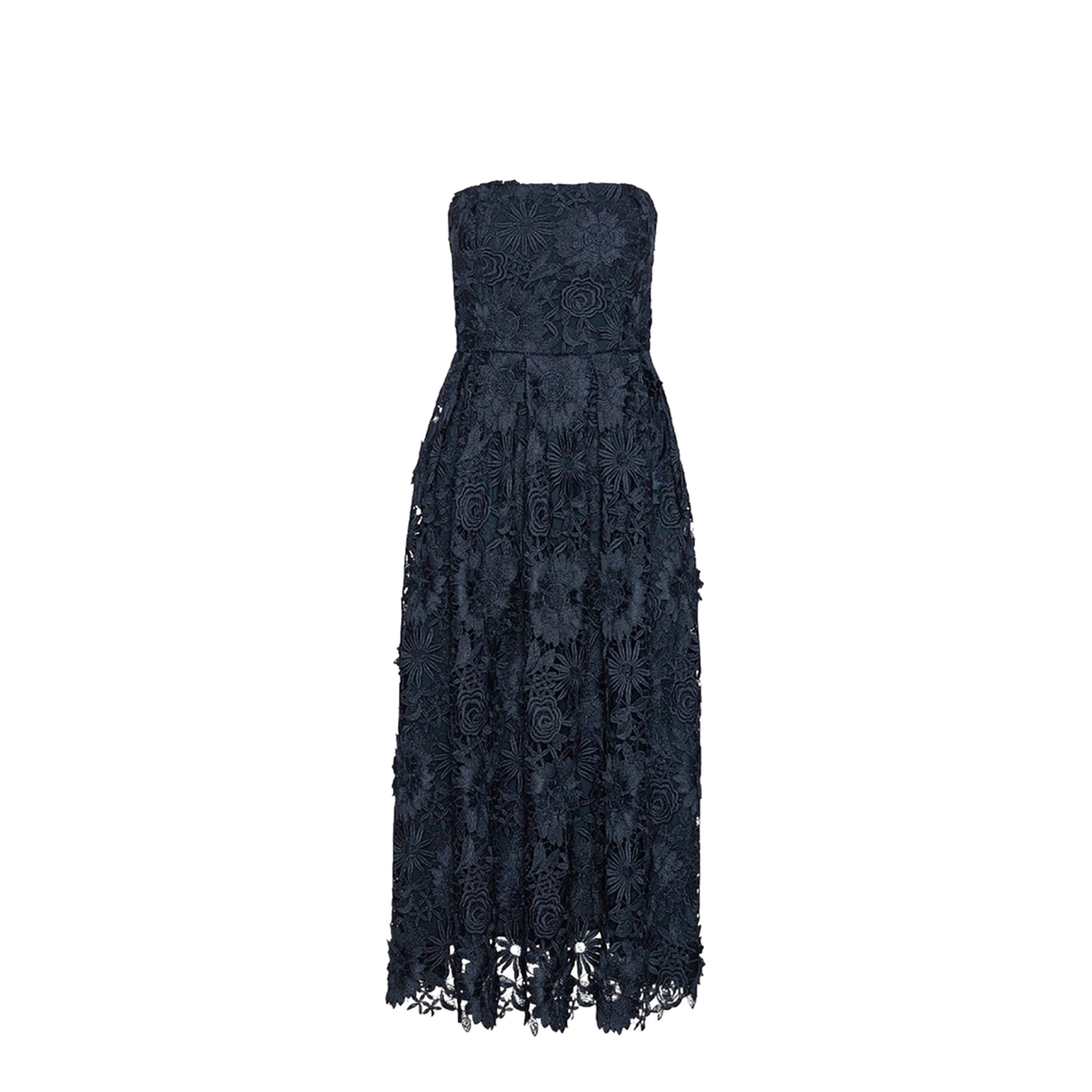 3D Lace Flared Midi Dress