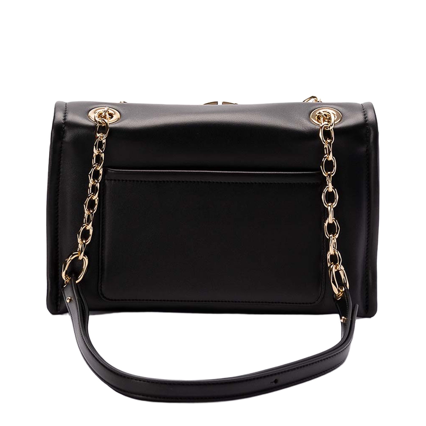 Leather Shoulder Bag with Metal Chain Handle