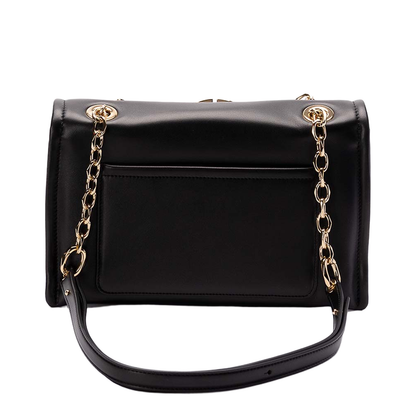 Leather Shoulder Bag with Metal Chain Handle