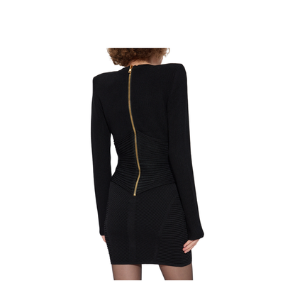 Short Ribbed Knit Bodycon Dress Black