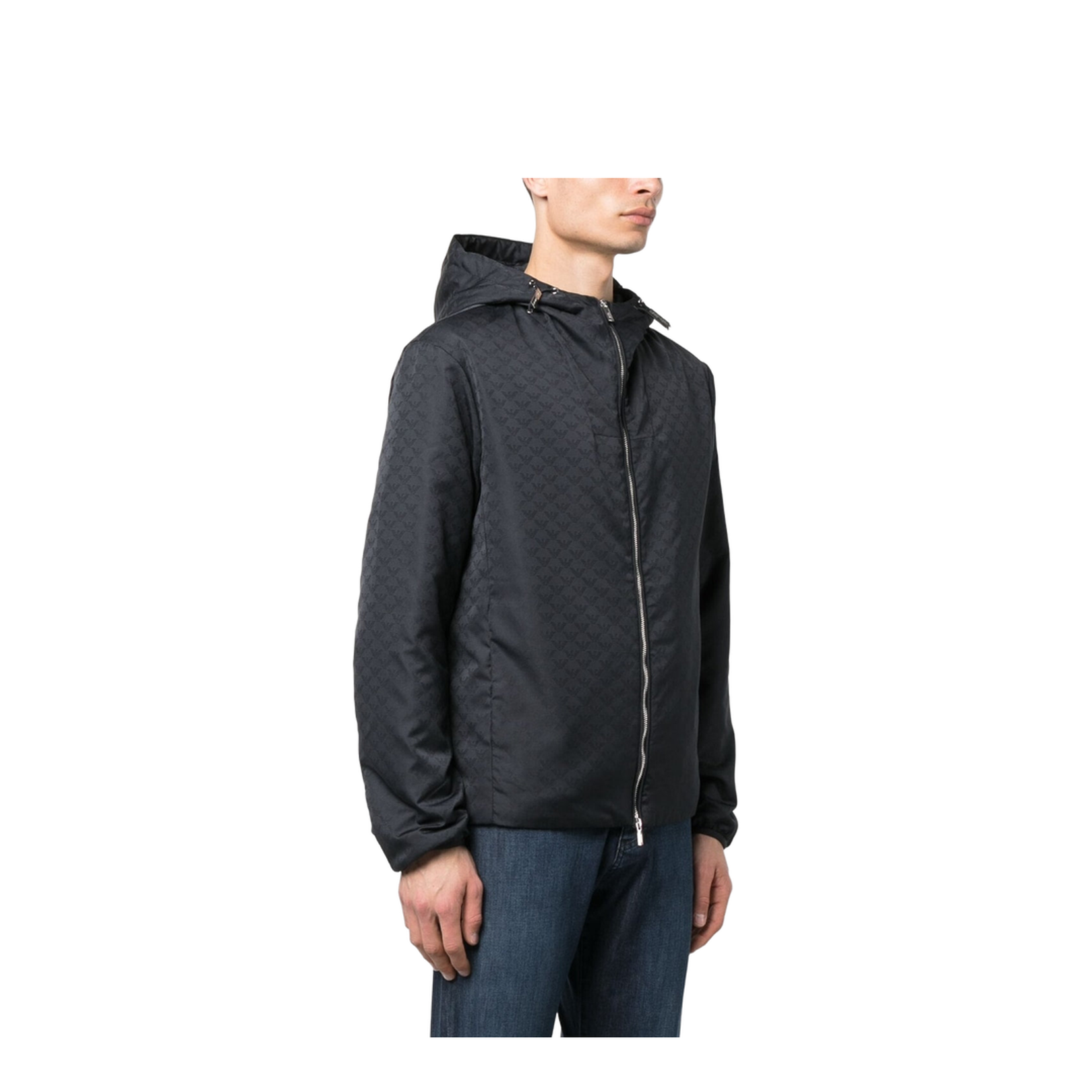 Monogram-Pattern Hooded Jacket