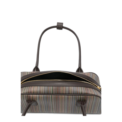 Multicolour Striped Shoulder Bag Brown