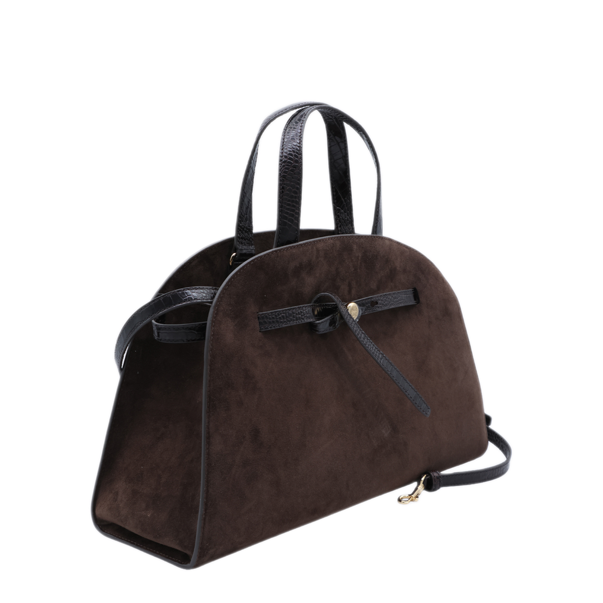 Romy Medium Suede Leather Bauletto - Brown