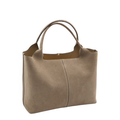 Medium Small Suede Shopping Bag - Beige