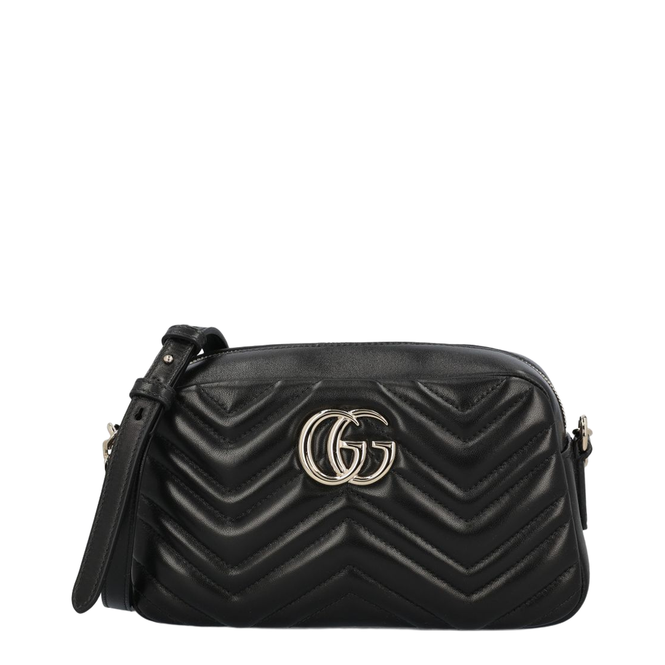 GG Marmont Small Matelassé Leather Camera Bag - Black