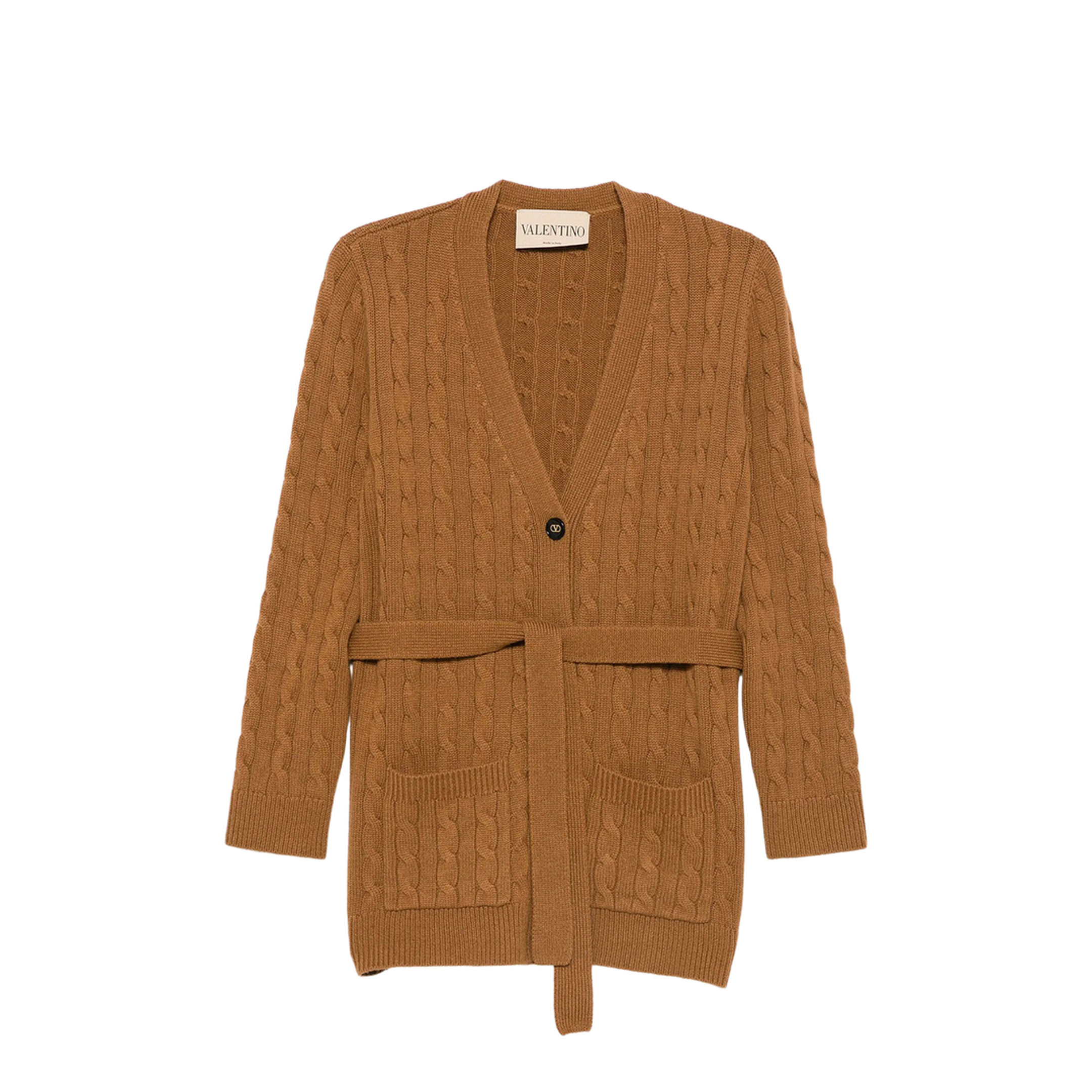 MAYFEYR - Valentino - Cable-Knit Belted Cashmere Cardigan - BKA16DAB9