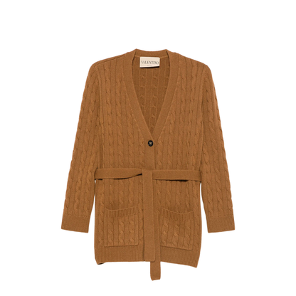 MAYFEYR - Valentino - Cable-Knit Belted Cashmere Cardigan - BKA16DAB9