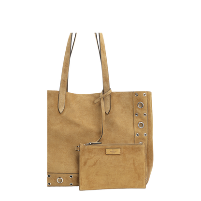 Beige Suede Shopping Bag