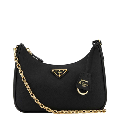 Re-Edition 2005 Leather Shoulder Bag Black